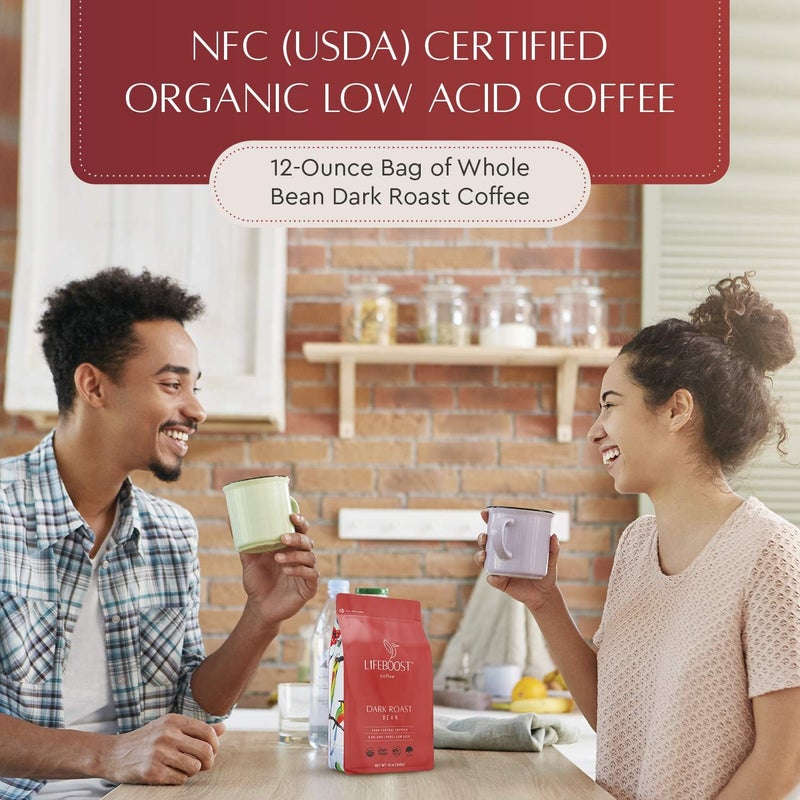 Lifeboost Dark Organic Coffee Beans - Single Origin Non-GMO Dark Roast Low Acid Coffee Beans - Third Party Tested For Mycotoxins & Pesticides - Whole Bean - 12 Ounces - Image 5